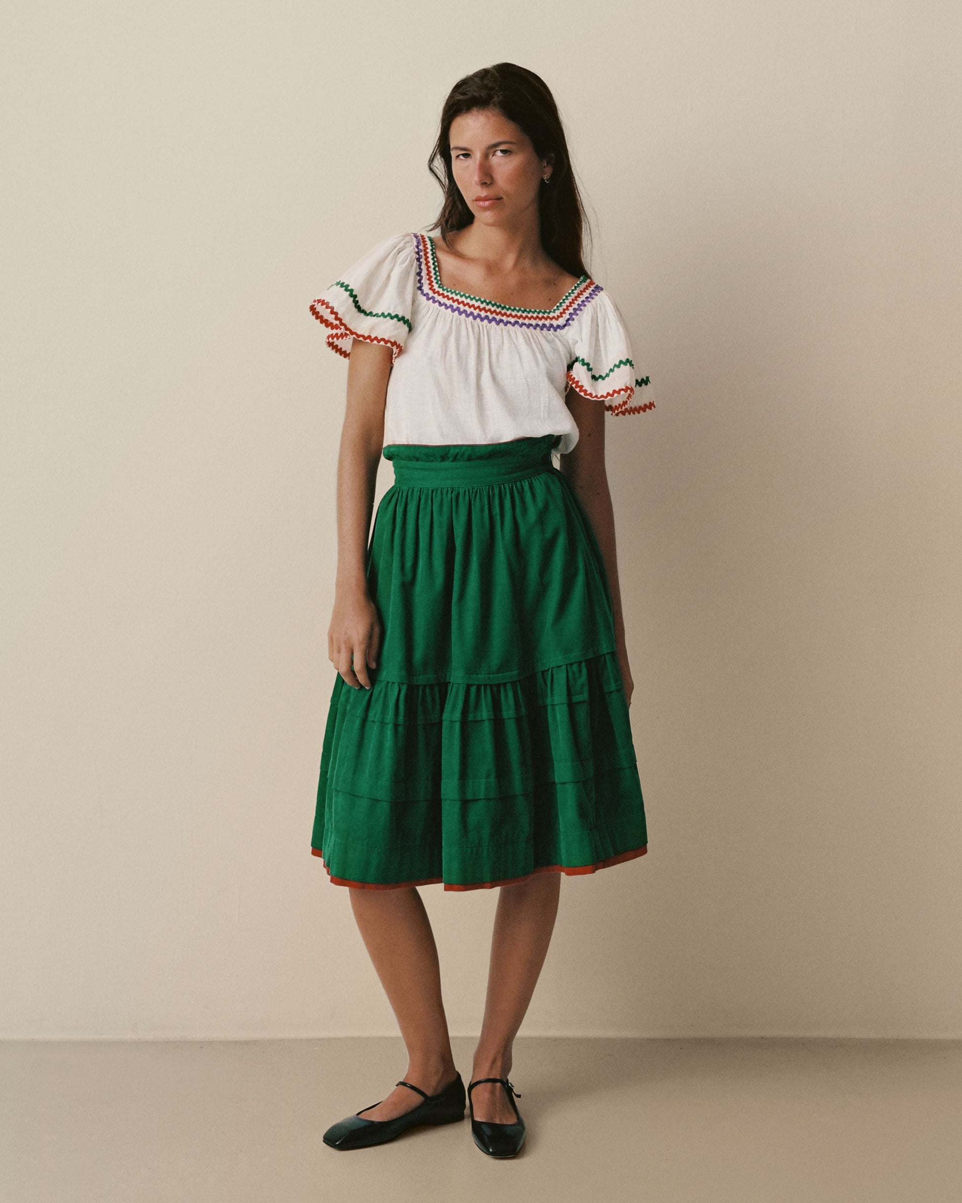 FALLON-blouse-yvessaintlaurent-white-red-green-vintage-women-luxury-clothing-rare-fashion-curated-art