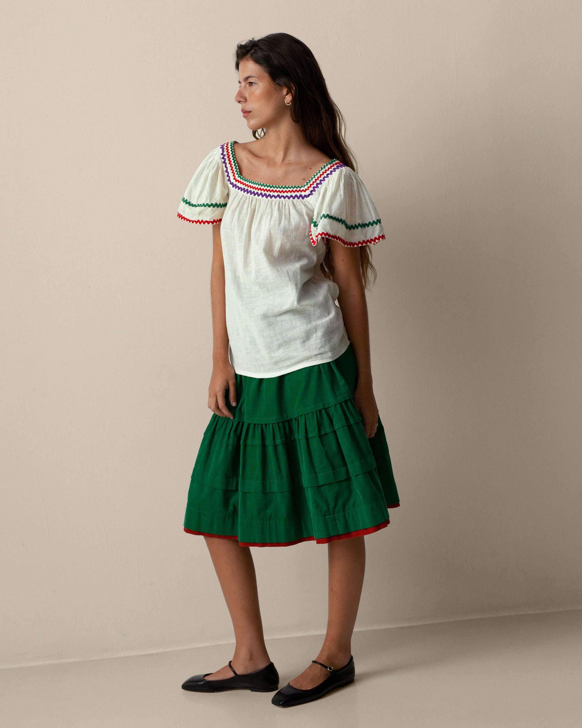 FALLON-blouse-yvessaintlaurent-white-red-green-vintage-women-luxury-clothing-rare-fashion-curated-art
