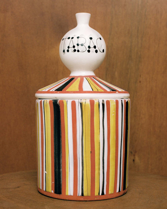FALLON-pot-roger capron-ceramic-pyjama-pattern-vvintage-women-luxury-clothing-rare-fashion-curated-art-collection