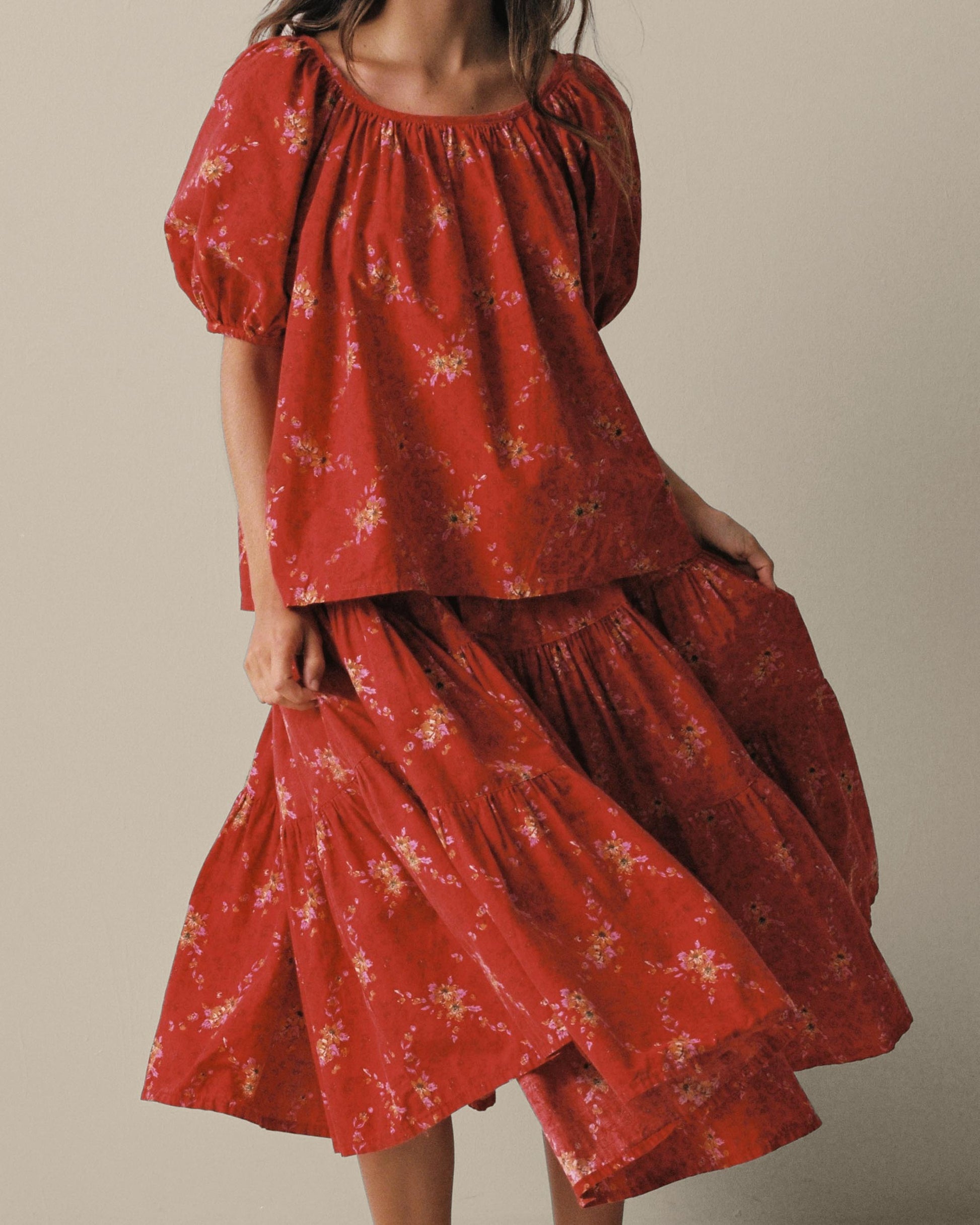 FALLON-set-skirt-blouse-charles demery-red-vintage-women-luxury-clothing-rare-fashion-curated-art