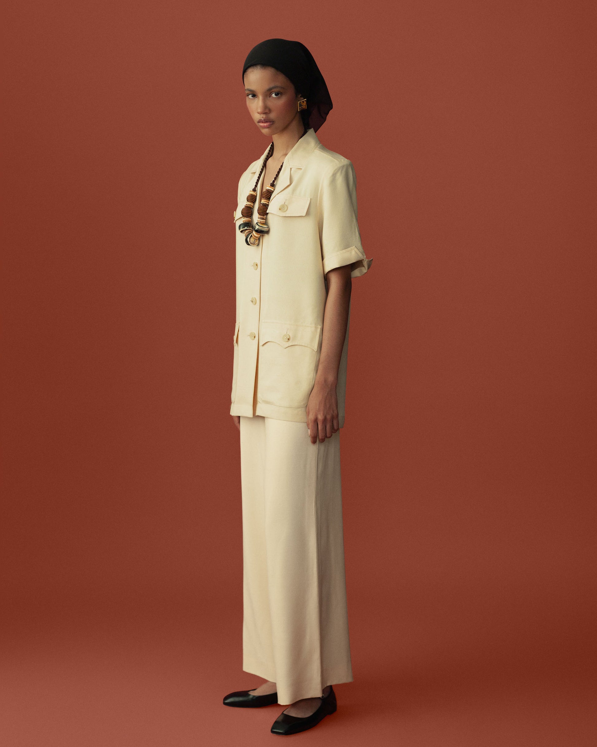 FALLON-set-trousers-shirt-yves saint laurent-ysl-ecru-vintage-women-luxury-clothing-rare-fashion-curated-art-collection