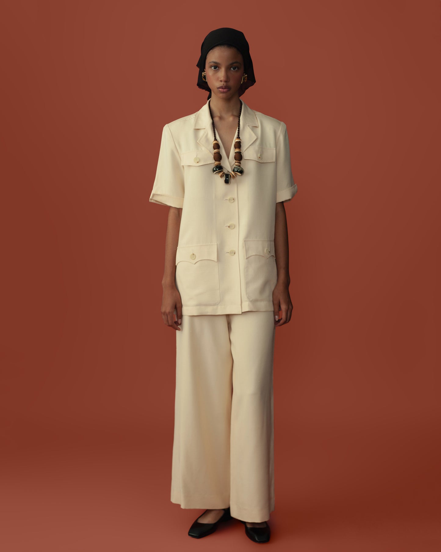 FALLON-set-trousers-shirt-yves saint laurent-ysl-ecru-vintage-women-luxury-clothing-rare-fashion-curated-art-collection