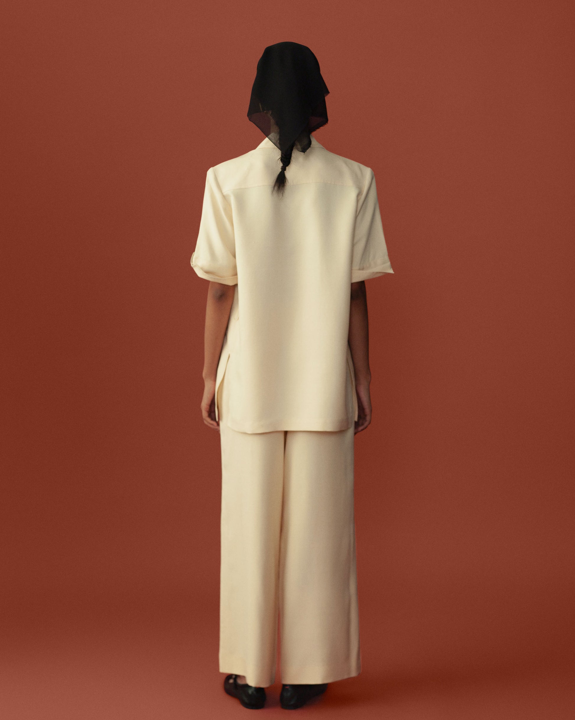 FALLON-set-trousers-shirt-yves saint laurent-ysl-ecru-vintage-women-luxury-clothing-rare-fashion-curated-art-collection