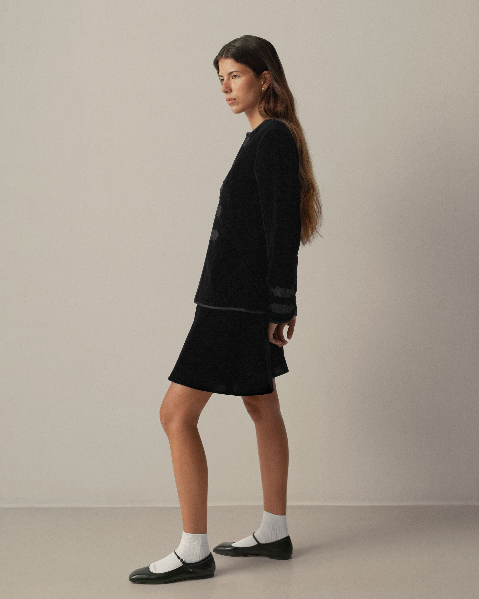 FALLON-suit-jacket-skirt-ralph-lauren-black-velvet-vintage-women-luxury-clothing-rare-fashion-curated-art-collection