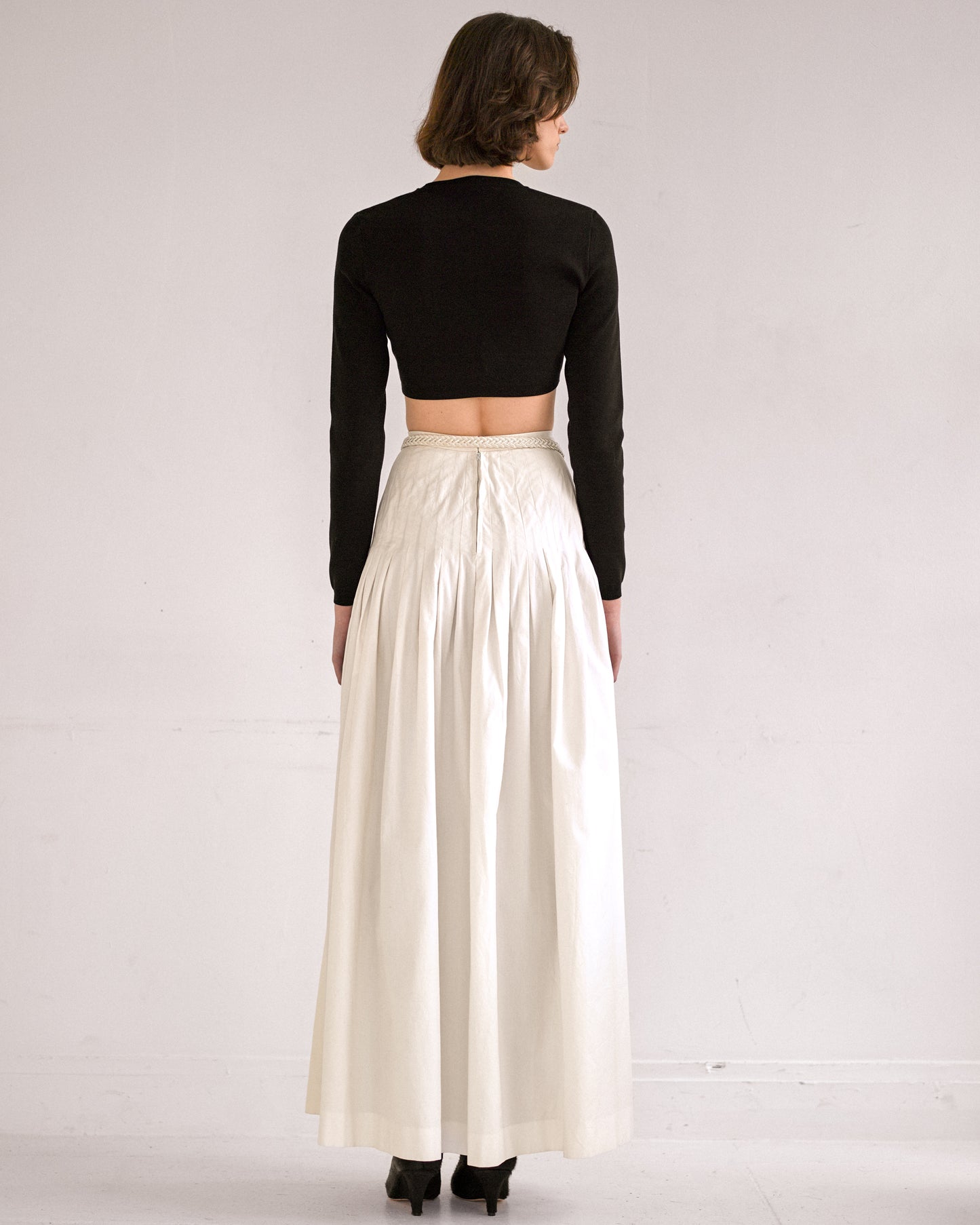 jupe valentino taille haute plissée en coton