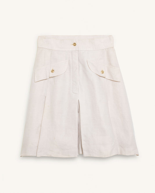 FALLON-jupe-short-chanel-bleige-lin-vintage-luxe-rare-mode-collection-femme00002
