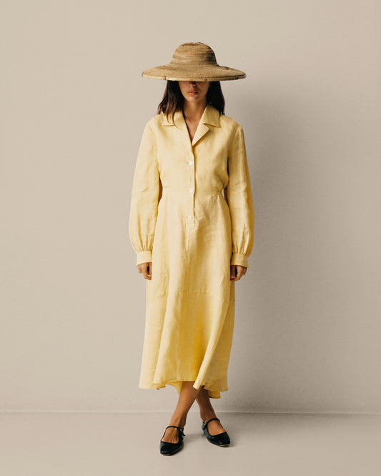 FALLON-robe-hermes-jaune-lin-vintage-luxe-rare-mode-collection-femme00003