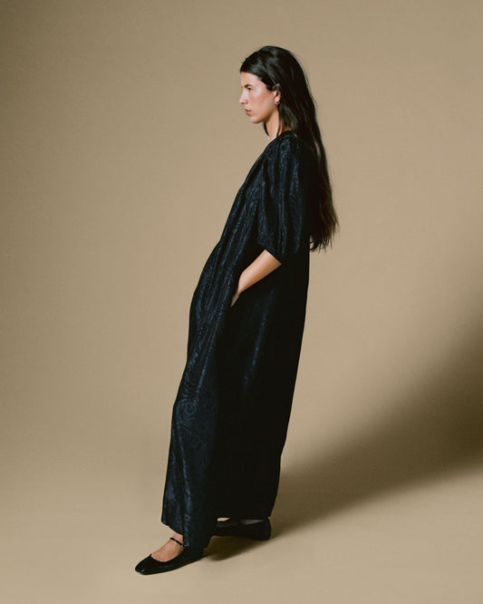FALLON-robe-saintlaurentrivegauche-noir-bleu-satin-vintage-luxe-rare-mode-collection-femme00007