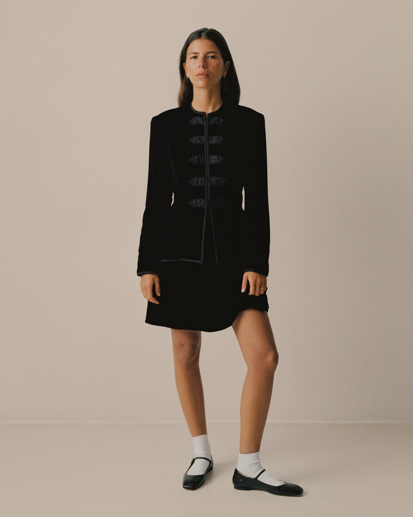 FALLON-suit-jacket-skirt-ralph-lauren-black-velvet-vintage-women-luxury-clothing-rare-fashion-curated-art-collection