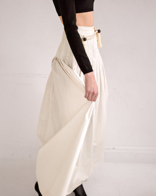 jupe valentino taille haute plissée en coton