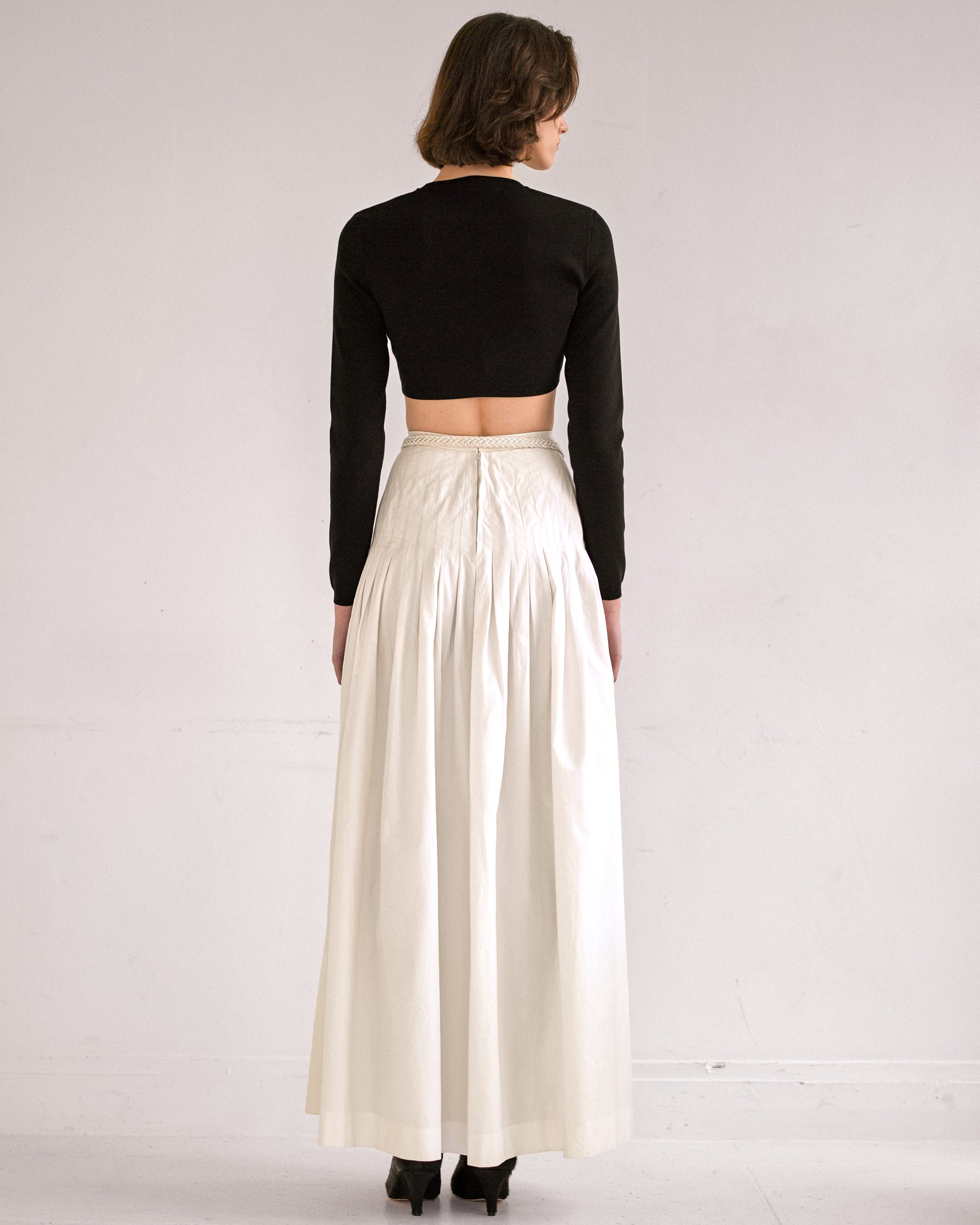 jupe valentino taille haute plissée en coton