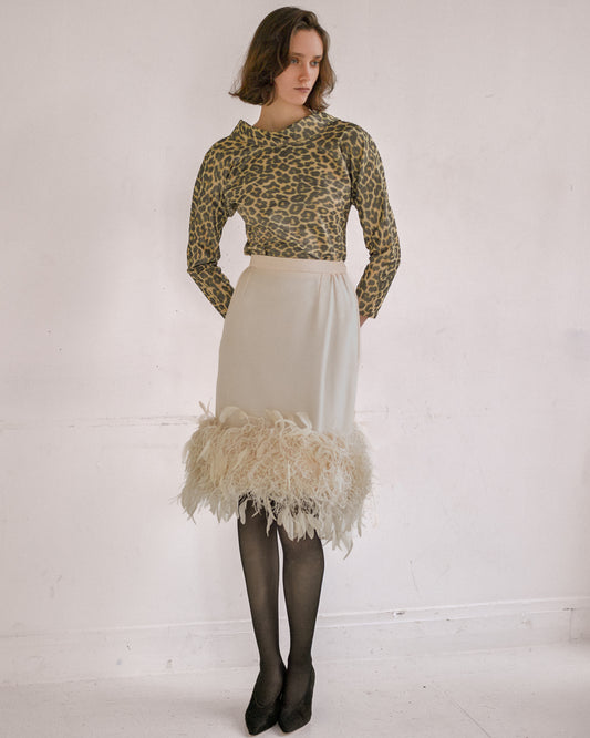 jupe Valentino couture en soie et plumes 