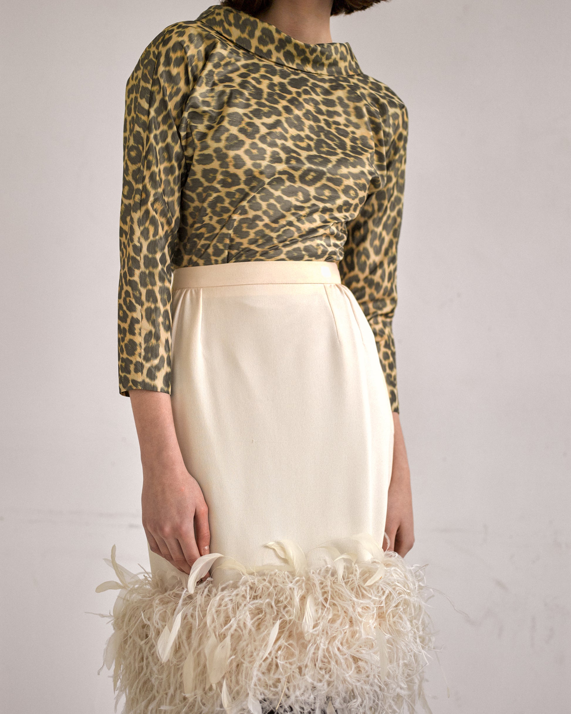 jupe Valentino couture en soie et plumes 