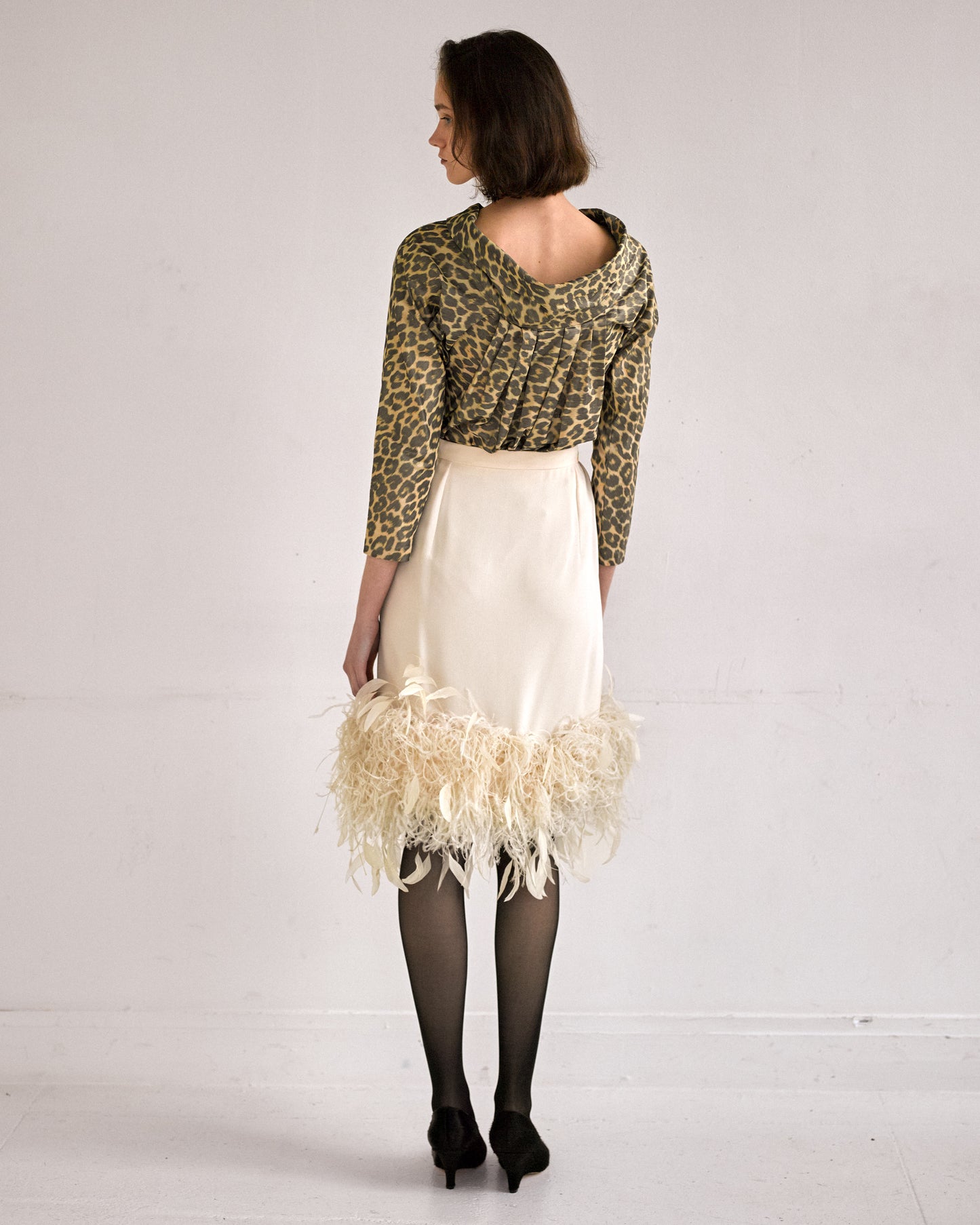 jupe Valentino couture en soie et plumes 